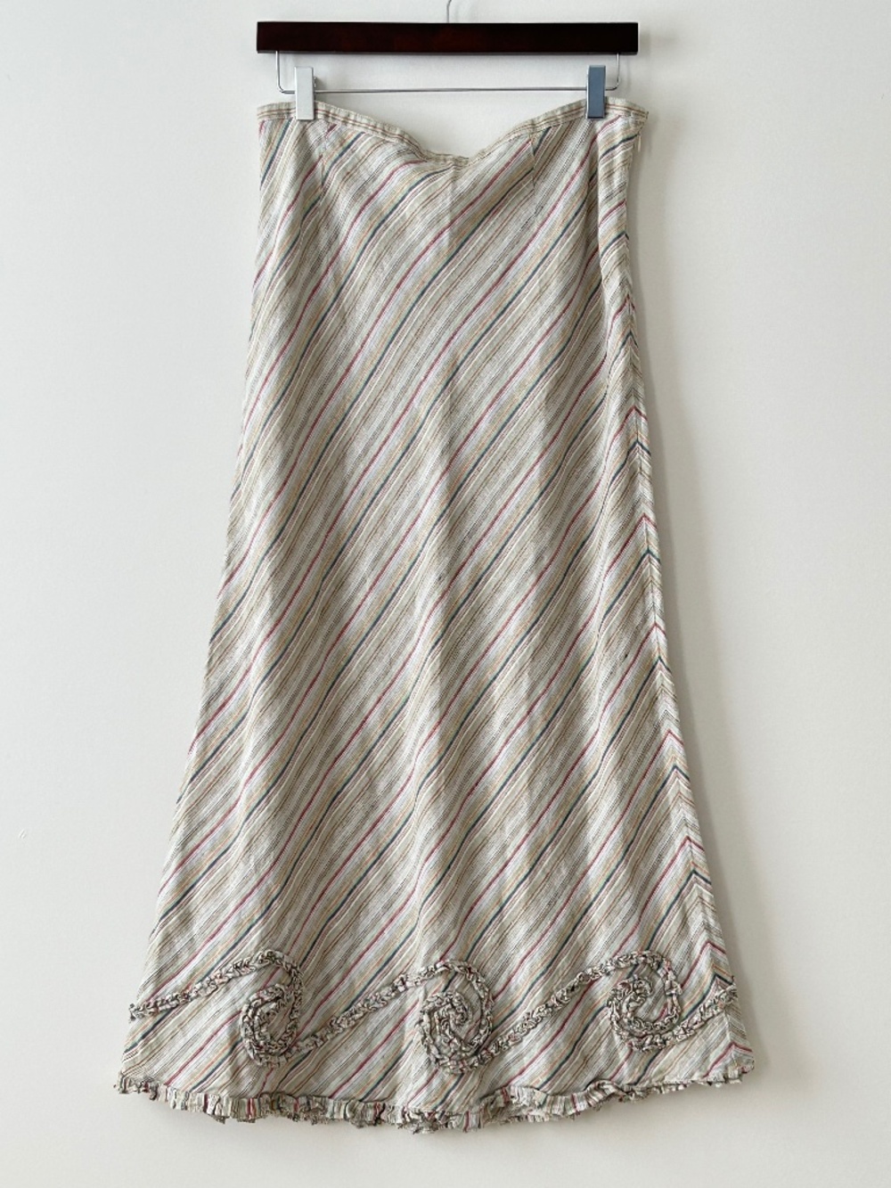 Putumayo 100% Linen Striped Maxi Skirt